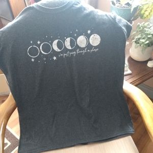 Charcoal tee with moon graphic